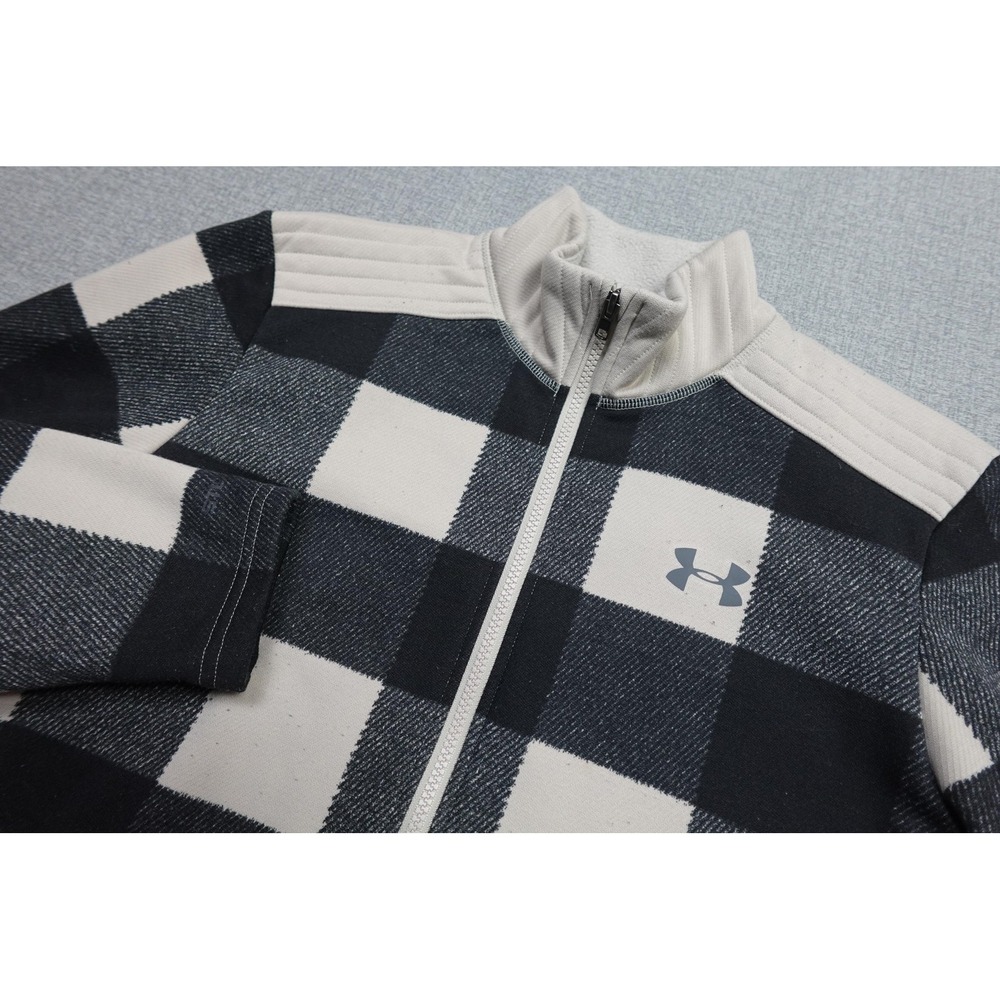 Under Armour ColdGear Jacket Mens Medium Black Plaid Fleece Full Zip Buffalo